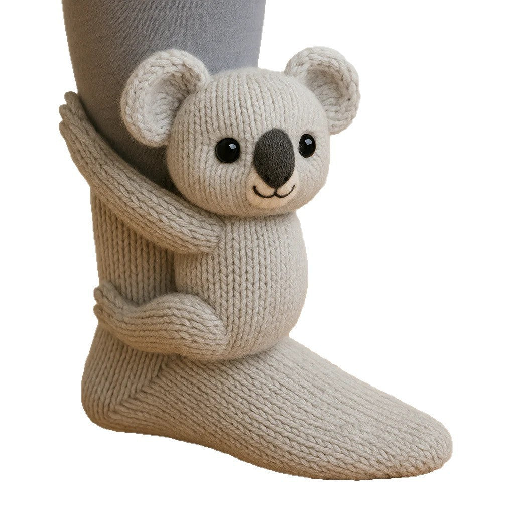 Cute Plush Crochet 3D Animal Novelty Cozy Socks - Divine Athena