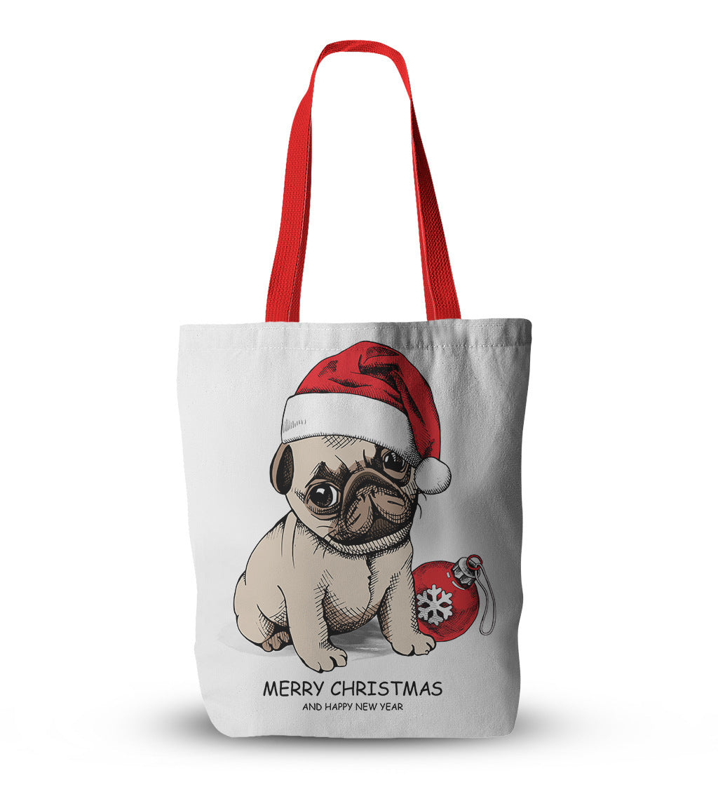 Pug Canvas Christmas Tote Bag - Divine Athena