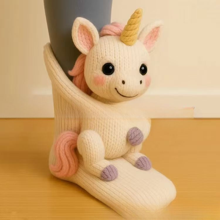 Cute Plush Crochet 3D Animal Novelty Cozy Socks - Divine Athena