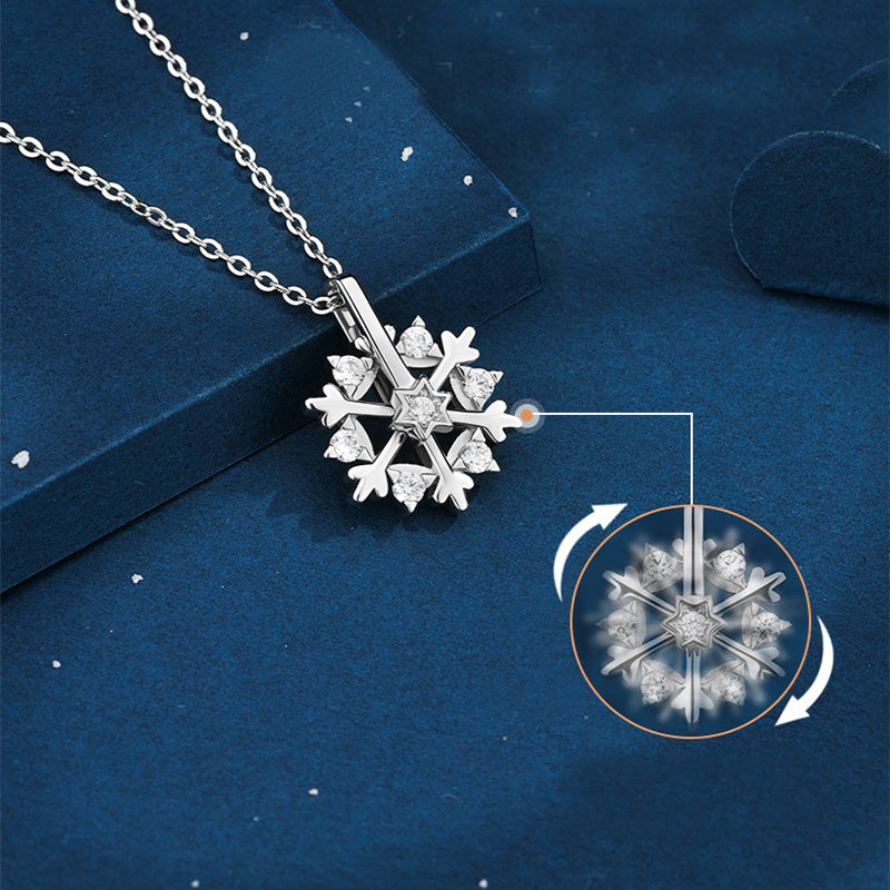 Rotatable 925 Silver Snowflake Necklace — Rhinestone Luxury Pendant - Divine Athena