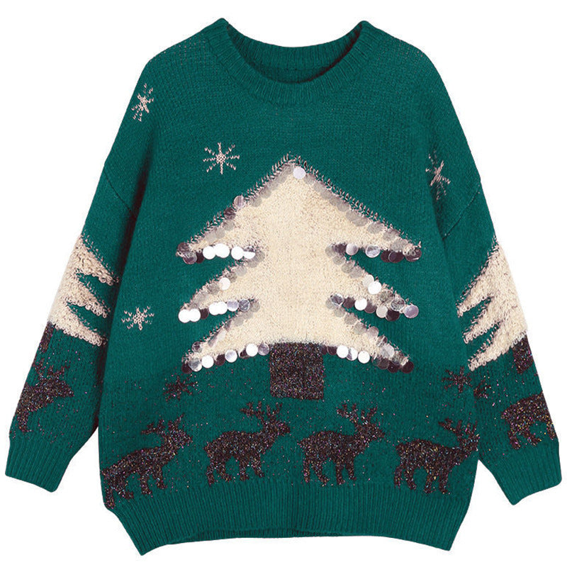 Women's Mid-Length Christmas Loose Fit Sweater