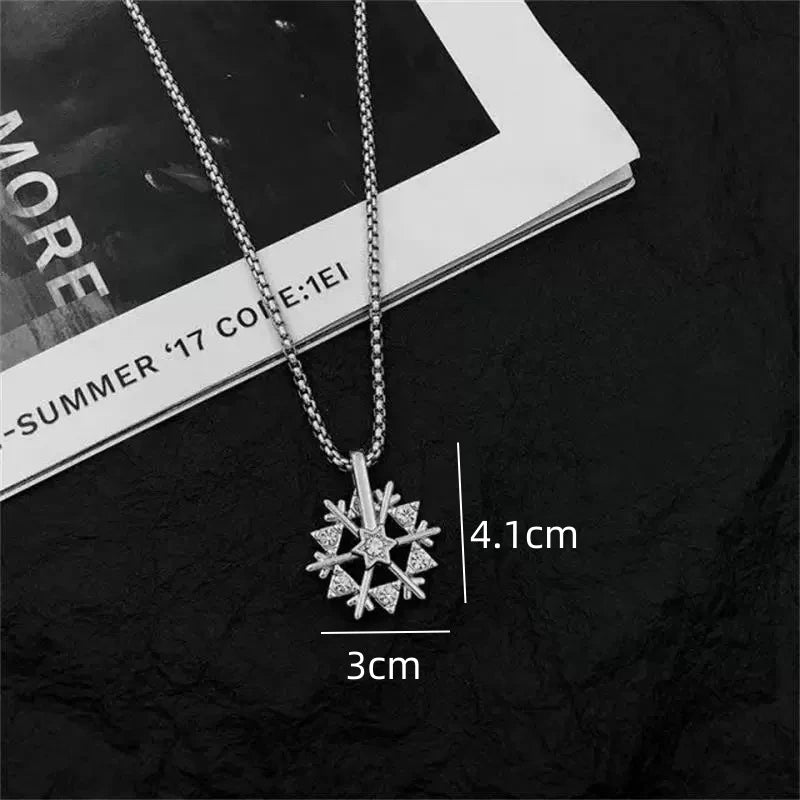 Rotatable 925 Silver Snowflake Necklace — Rhinestone Luxury Pendant - Divine Athena