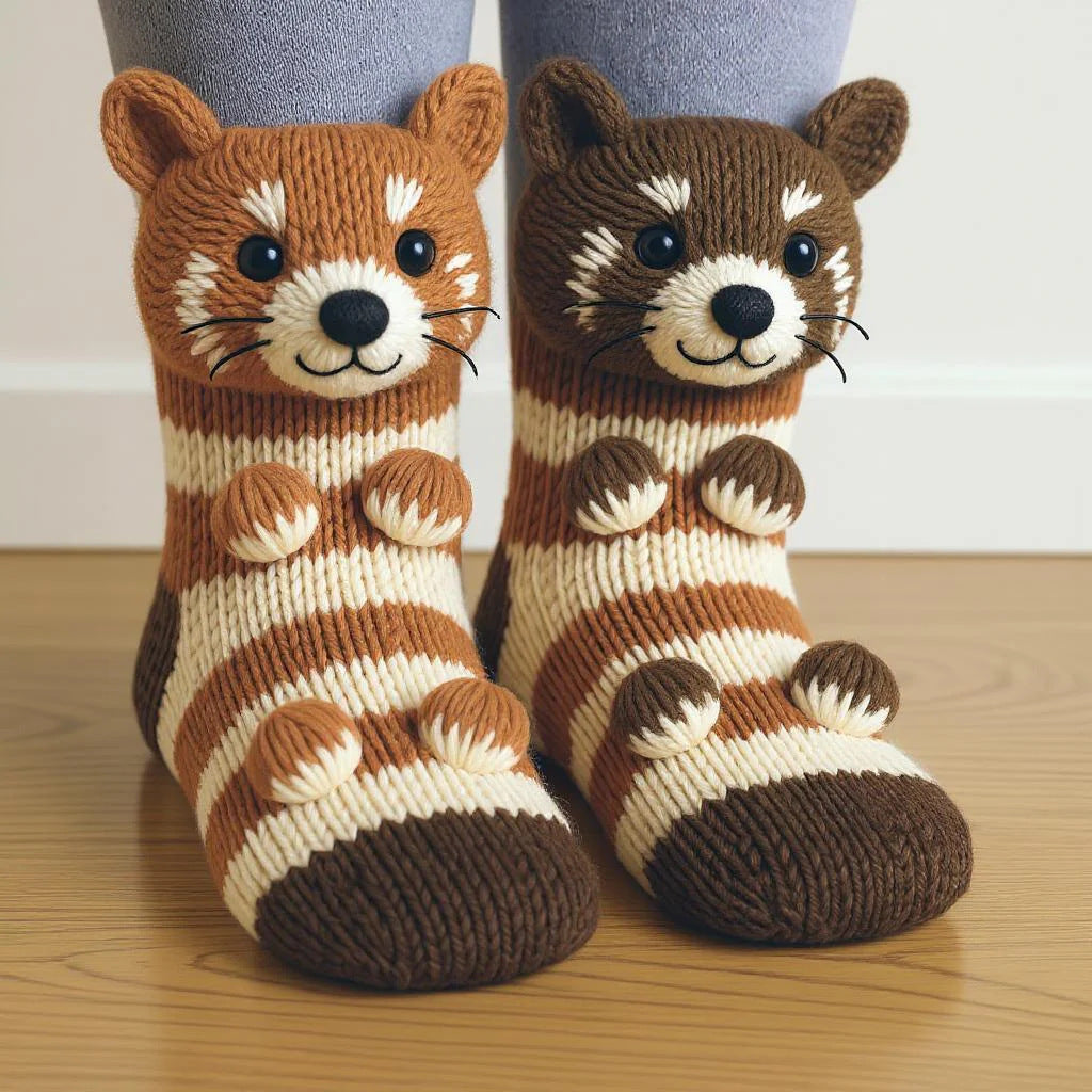 Cute Plush Crochet 3D Animal Novelty Cozy Socks - Divine Athena